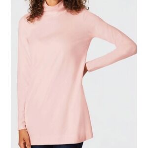 J Jill Top Womens 3X Pink Luxe Supima Turtleneck Tunic Lagenlook Minimalist